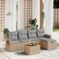 Preview: ARDEBO.de - 6-tlg. Garten-Sofagarnitur mit Kissen Beige Poly Rattan