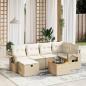 Preview: ARDEBO.de - 7-tlg. Garten-Sofagarnitur mit Kissen Beige Poly Rattan