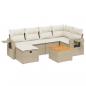 Preview: 7-tlg. Garten-Sofagarnitur mit Kissen Beige Poly Rattan