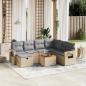 Preview: ARDEBO.de - 8-tlg. Garten-Sofagarnitur mit Kissen Beige Poly Rattan