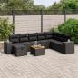 Preview: ARDEBO.de - 9-tlg. Garten-Sofagarnitur mit Kissen Schwarz Poly Rattan