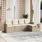 Preview: ARDEBO.de - 5-tlg. Garten-Sofagarnitur mit Kissen Beige Poly Rattan