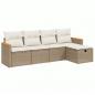 Preview: 5-tlg. Garten-Sofagarnitur mit Kissen Beige Poly Rattan