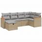 Preview: 6-tlg. Garten-Sofagarnitur mit Kissen Beige Poly Rattan