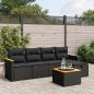 Preview: ARDEBO.de - 6-tlg. Garten-Sofagarnitur mit Kissen Schwarz Poly Rattan