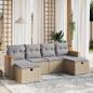 Preview: ARDEBO.de - 6-tlg. Garten-Sofagarnitur mit Kissen Beige Poly Rattan