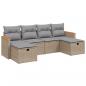 Preview: 6-tlg. Garten-Sofagarnitur mit Kissen Beige Poly Rattan