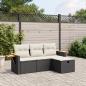 Preview: ARDEBO.de - 4-tlg. Garten-Sofagarnitur mit Kissen Schwarz Poly Rattan