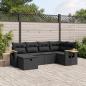 Preview: ARDEBO.de - 6-tlg. Garten-Sofagarnitur mit Kissen Schwarz Poly Rattan