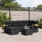 Preview: ARDEBO.de - 7-tlg. Garten-Sofagarnitur mit Kissen Schwarz Poly Rattan