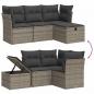 Preview: 4-tlg. Garten-Sofagarnitur mit Kissen Grau Poly Rattan