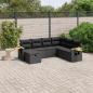 Preview: ARDEBO.de - 7-tlg. Garten-Sofagarnitur mit Kissen Schwarz Poly Rattan