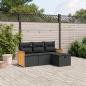 Preview: ARDEBO.de - 4-tlg. Garten-Sofagarnitur mit Kissen Schwarz Poly Rattan