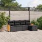 Preview: ARDEBO.de - 5-tlg. Garten-Sofagarnitur mit Kissen Schwarz Poly Rattan