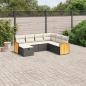 Preview: ARDEBO.de - 7-tlg. Garten-Sofagarnitur mit Kissen Schwarz Poly Rattan