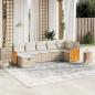 Preview: ARDEBO.de - 7-tlg. Garten-Sofagarnitur mit Kissen Beige Poly Rattan