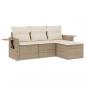 Preview: ARDEBO.de - 4-tlg. Garten-Sofagarnitur mit Kissen Beige Poly Rattan