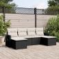 Preview: ARDEBO.de - 6-tlg. Garten-Sofagarnitur mit Kissen Schwarz Poly Rattan