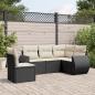 Preview: ARDEBO.de - 5-tlg. Garten-Sofagarnitur mit Kissen Schwarz Poly Rattan