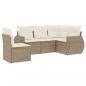 Preview: 5-tlg. Garten-Sofagarnitur mit Kissen Beige Poly Rattan