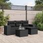 Preview: ARDEBO.de - 5-tlg. Garten-Sofagarnitur mit Kissen Schwarz Poly Rattan