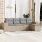 Preview: ARDEBO.de - 5-tlg. Garten-Sofagarnitur mit Kissen Beige Poly Rattan