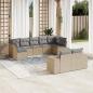 Preview: ARDEBO.de - 9-tlg. Garten-Sofagarnitur mit Kissen Beige Poly Rattan