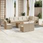 Preview: ARDEBO.de - 11-tlg. Garten-Sofagarnitur mit Kissen Beige Poly Rattan