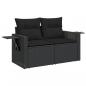 Preview: 11-tlg. Garten-Sofagarnitur mit Kissen Schwarz Poly Rattan