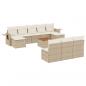 Preview: 11-tlg. Garten-Sofagarnitur mit Kissen Beige Poly Rattan