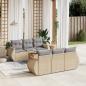 Preview: ARDEBO.de - 7-tlg. Garten-Sofagarnitur mit Kissen Beige Poly Rattan