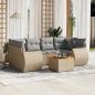 Preview: ARDEBO.de - 7-tlg. Garten-Sofagarnitur mit Kissen Beige Poly Rattan