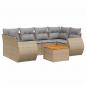 Preview: 7-tlg. Garten-Sofagarnitur mit Kissen Beige Poly Rattan