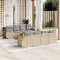 Preview: ARDEBO.de - 9-tlg. Garten-Sofagarnitur mit Kissen Beige Poly Rattan