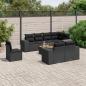 Preview: ARDEBO.de - 9-tlg. Garten-Sofagarnitur mit Kissen Schwarz Poly Rattan