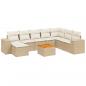 Preview: 9-tlg. Garten-Sofagarnitur mit Kissen Beige Poly Rattan