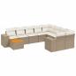 Preview: 10-tlg. Garten-Sofagarnitur mit Kissen Beige Poly Rattan