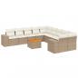 Preview: 11-tlg. Garten-Sofagarnitur mit Kissen Beige Poly Rattan