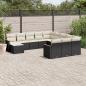 Preview: ARDEBO.de - 12-tlg. Garten-Sofagarnitur mit Kissen Schwarz Poly Rattan