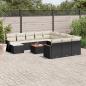 Preview: ARDEBO.de - 13-tlg. Garten-Sofagarnitur mit Kissen Schwarz Poly Rattan