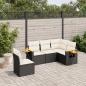 Preview: ARDEBO.de - 5-tlg. Garten-Sofagarnitur mit Kissen Schwarz Poly Rattan