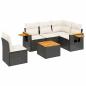 Preview: ARDEBO.de - 6-tlg. Garten-Sofagarnitur mit Kissen Schwarz Poly Rattan