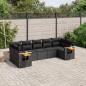 Preview: ARDEBO.de - 7-tlg. Garten-Sofagarnitur mit Kissen Schwarz Poly Rattan