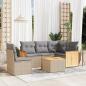 Preview: ARDEBO.de - 6-tlg. Garten-Sofagarnitur mit Kissen Beige Poly Rattan