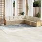 Preview: ARDEBO.de - 9-tlg. Garten-Sofagarnitur mit Kissen Beige Poly Rattan