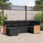 Preview: ARDEBO.de - 6-tlg. Garten-Sofagarnitur mit Kissen Schwarz Poly Rattan