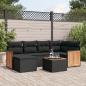 Preview: ARDEBO.de - 7-tlg. Garten-Sofagarnitur mit Kissen Schwarz Poly Rattan