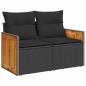 Preview: 7-tlg. Garten-Sofagarnitur mit Kissen Schwarz Poly Rattan