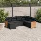 Preview: ARDEBO.de - 7-tlg. Garten-Sofagarnitur mit Kissen Schwarz Poly Rattan