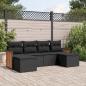 Preview: ARDEBO.de - 6-tlg. Garten-Sofagarnitur mit Kissen Schwarz Poly Rattan